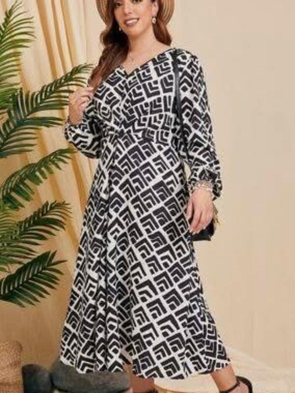 Ladies size 5XL Long sleeve V neck dress